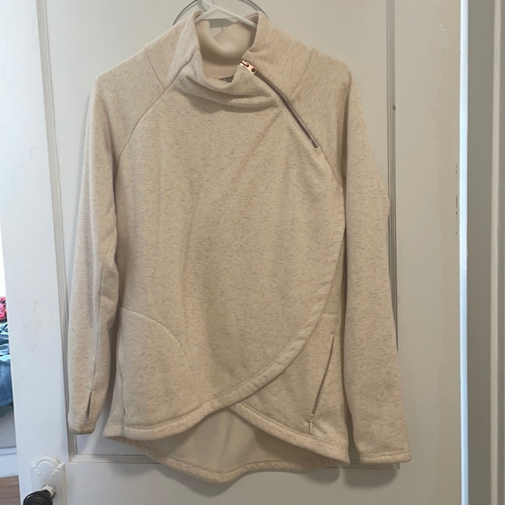 Athleta fleece sweater rose gold zipper like new